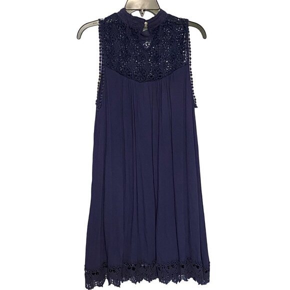 Alter'd State Navy Swing Dress with Crocheted Neckline and Hem Size Medium - Picture 2 of 10